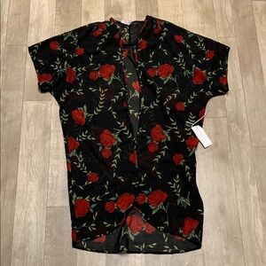 NWT Love 4 Truth‎ Sheer Floral Open Front Cardigan Cover Up Kimono